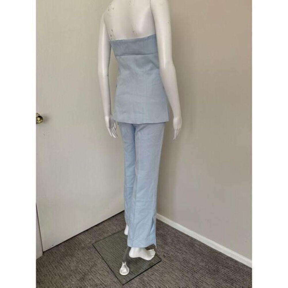 Commense Elegant Light Blue Strapless Corset Top and Wide-Leg Pants Set M - Picture 8 of 11